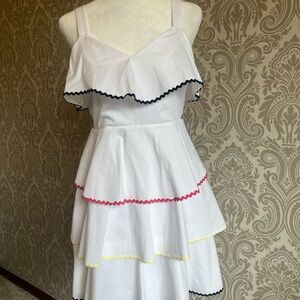 White Dress with Colorful Trim